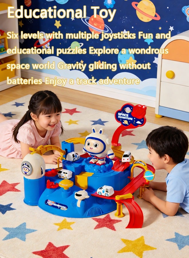 Aikenn Race Track Toys, Space Adventure Toys For Kids, Large Race Track with 2 Cars And 1 Astronaut Model Taxiway, Montessori Kids Toys, Thinking, Fine Motor Skill, Learning, Educational Toy For 3+ Years Kids(Blue) - Image 2